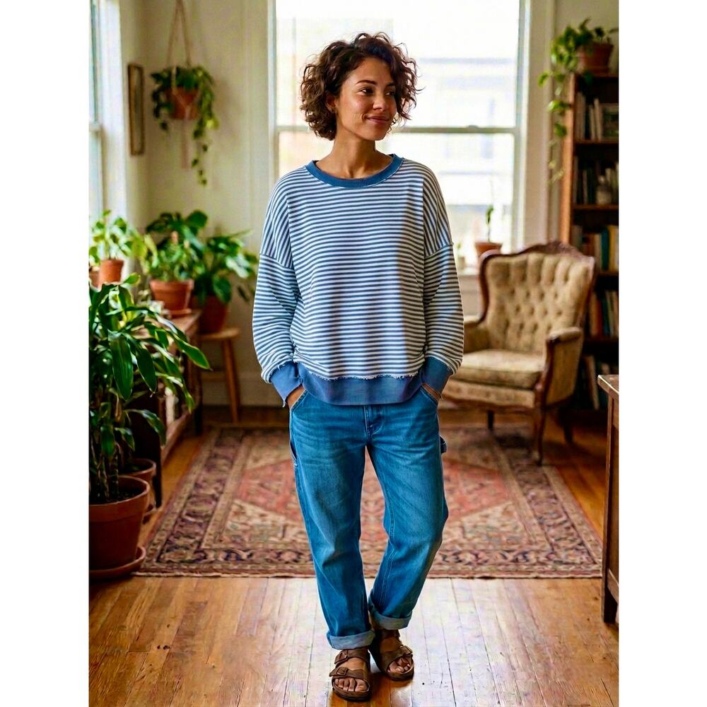 AE "This Feels Seriously Lived In" Big Oversized Slouchy Waffle Sweatshirt Small